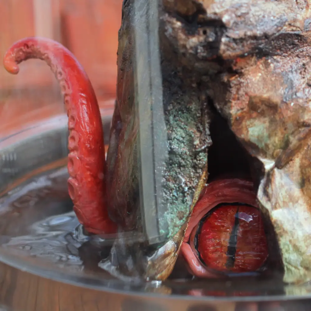 Detail shot of octopus eye and tentacle